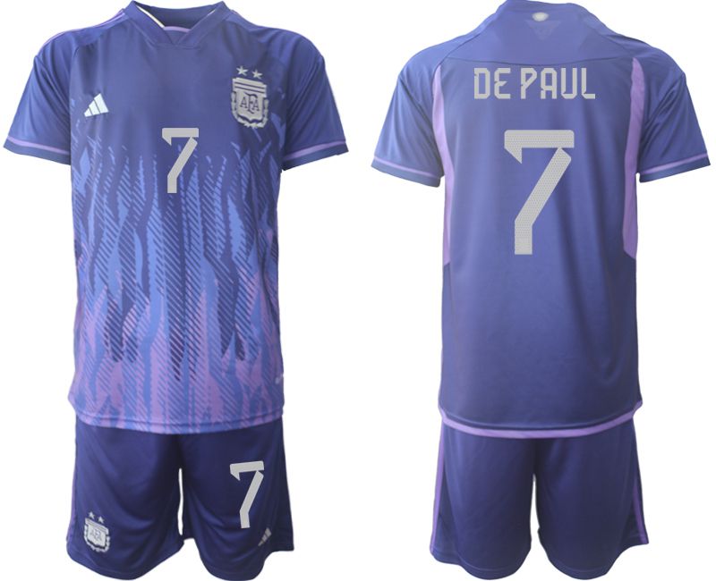 Men 2022 World Cup National Team Argentina away purple 7 Soccer Jersey
